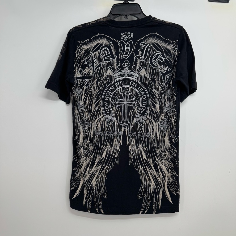 Y2K Xzavier Graphic Print T Shirt Black  New House Build On Tradition Size S